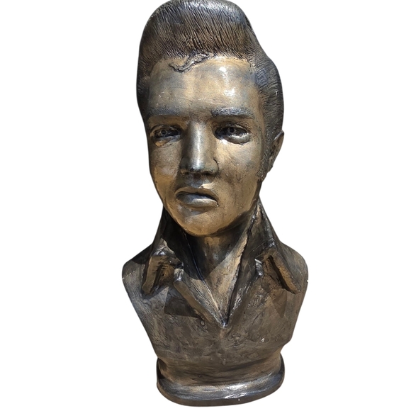 Elvis Presley Bronze Bust Ceramic Head Bust King Of Rock Decor Collectable 50s - Picture 10 of 13